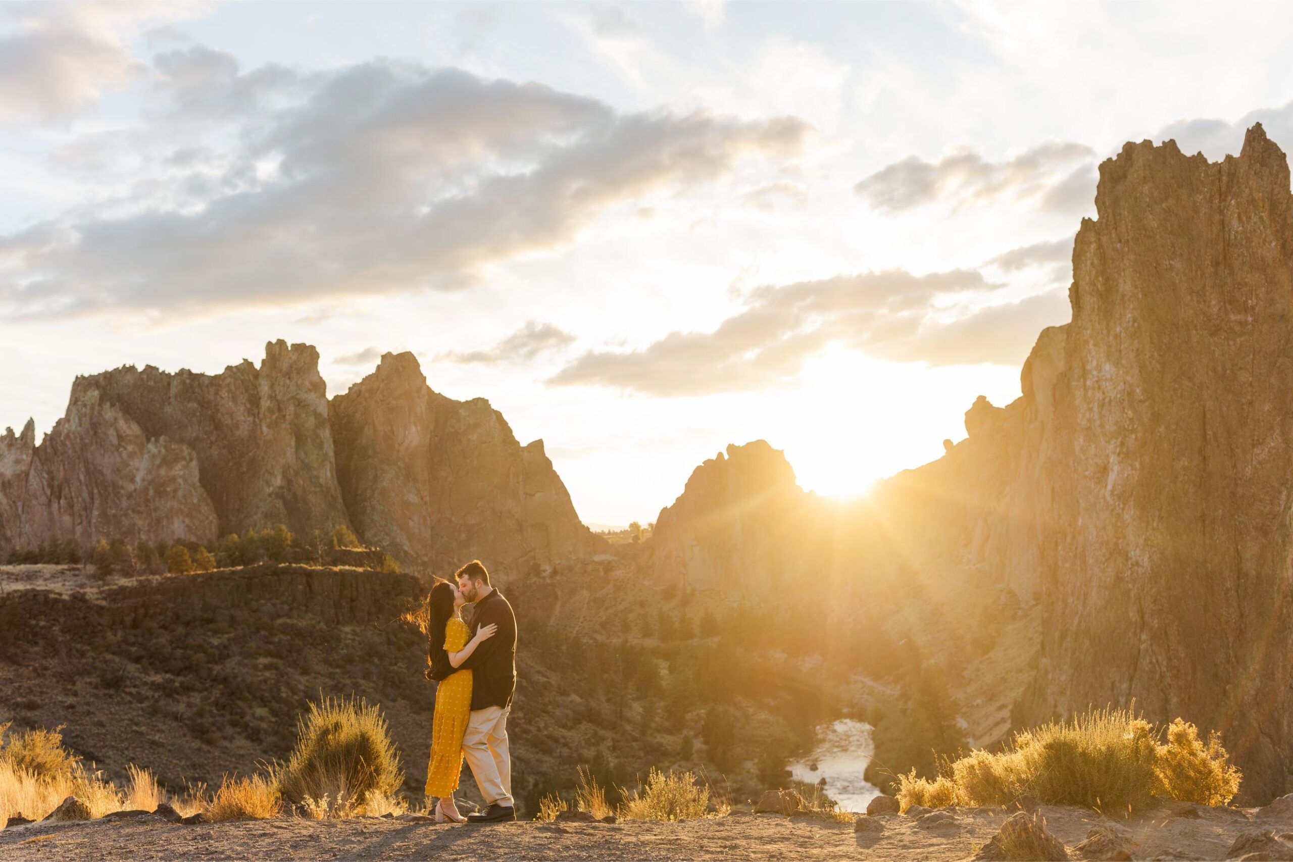 Smith Rock engagement session golden hour