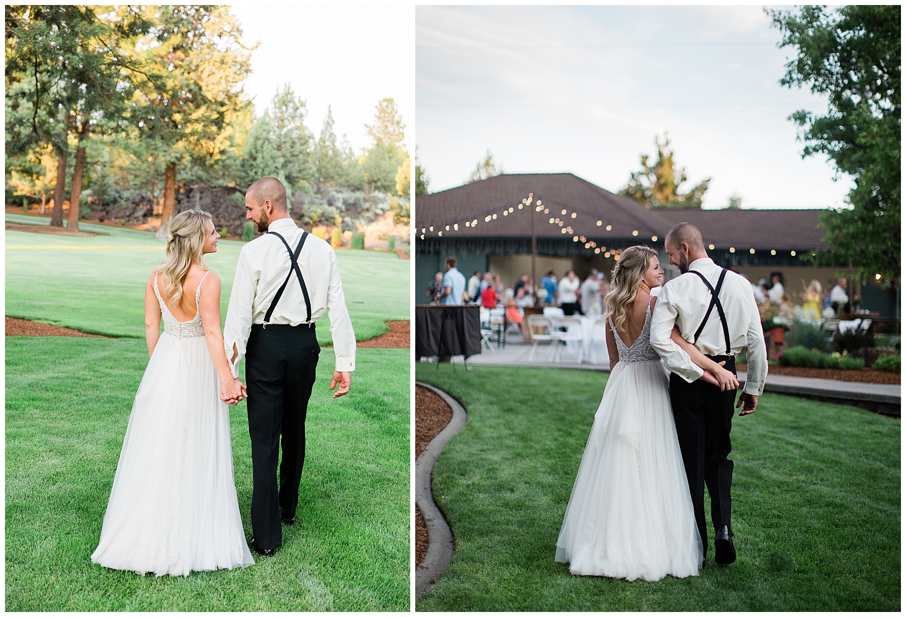 Portrait of bride and groom as sun sets at their Bend Oregon Intimate Backyard Wedding