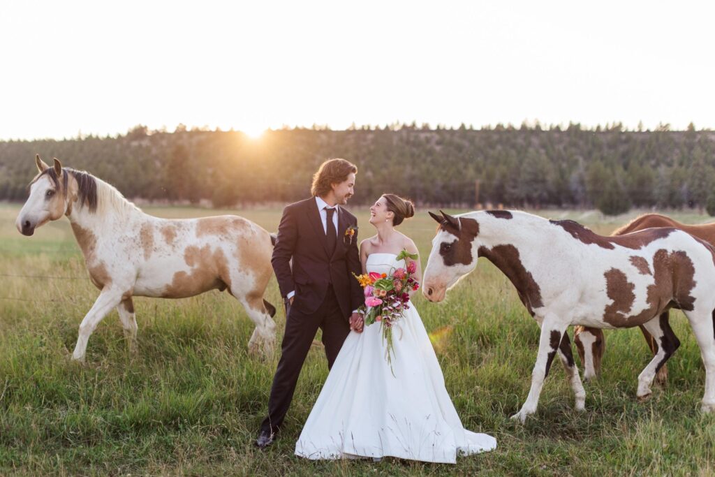 Long hollow ranch wedding with horses